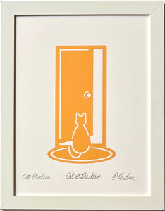 "Cat at the Door" art print, 9"x12" or 16"x20"