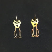 “Kitty Cone Love” cat earrings, steel or gold-plated