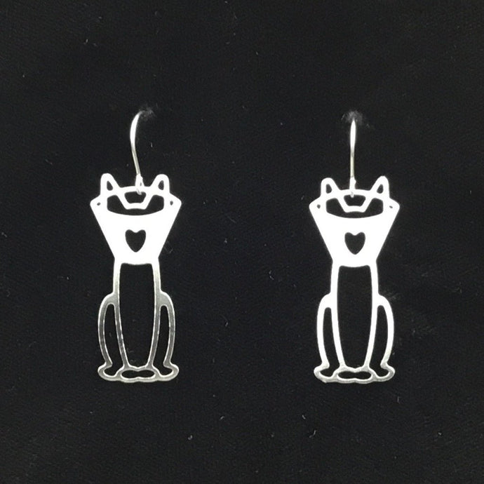 “Kitty Cone Love” cat earrings, steel or gold-plated